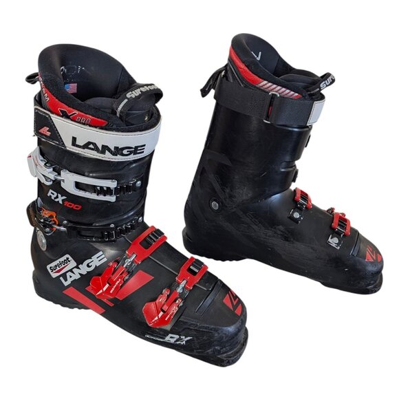 Lange RX 100 Downhill Men's Ski Boots - Size 29.5 - Black & Red Multicolor - Picture 7 of 14